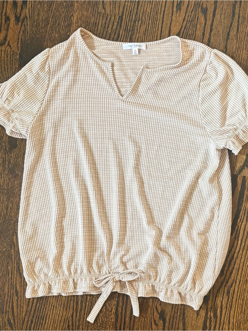Daily Thread Banded Tie Bottom T-Shirt Blouse
